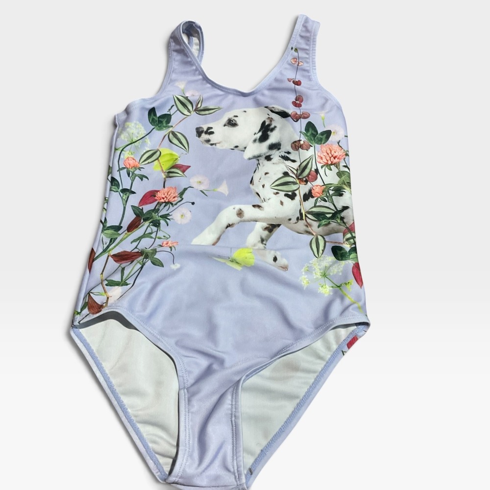 Molo Swimsuit Kids 6Y Lavender Excellent Dalmatian Floral Recycled One Piece